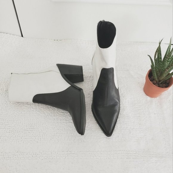 L'INTERVALLE Limited Edition Colour Block Leather Western Cowboy Ankle Boots - Picture 12 of 16